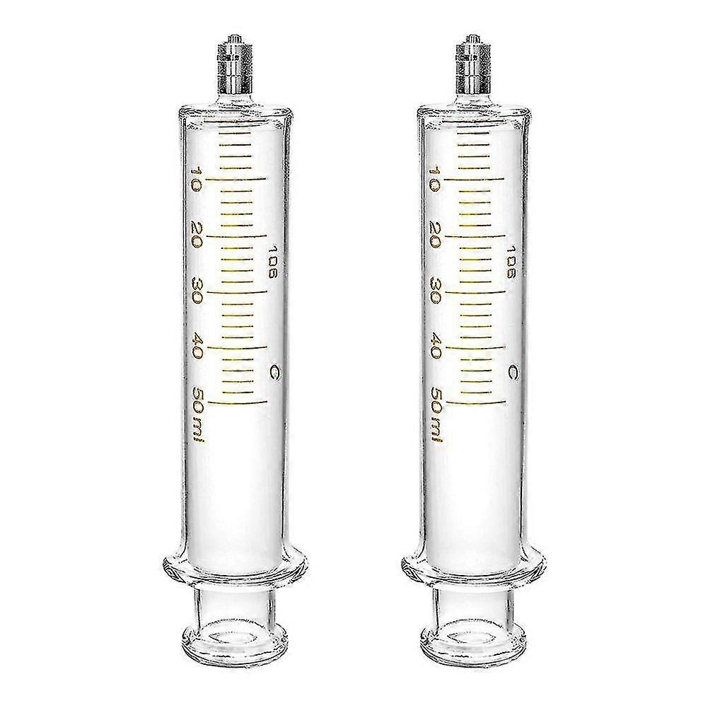 2er Pack Luer Lock wiederverwendbare Glasspritze ohne Nadel, 50ml