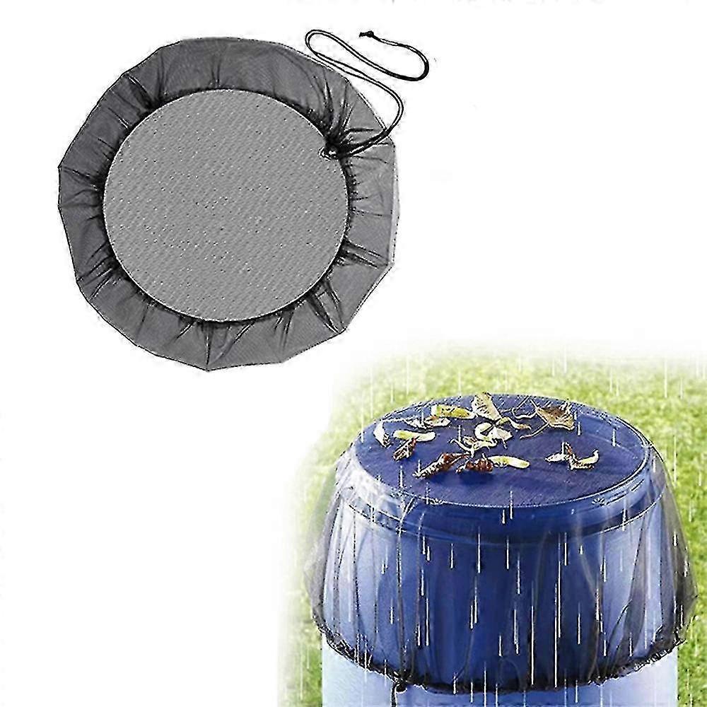 Regentonnen-Netzabdeckung mit Kordelzug, verstellbar für Regenstoß, verhindert Blätter und Mücken (95cm) - 2er Pack