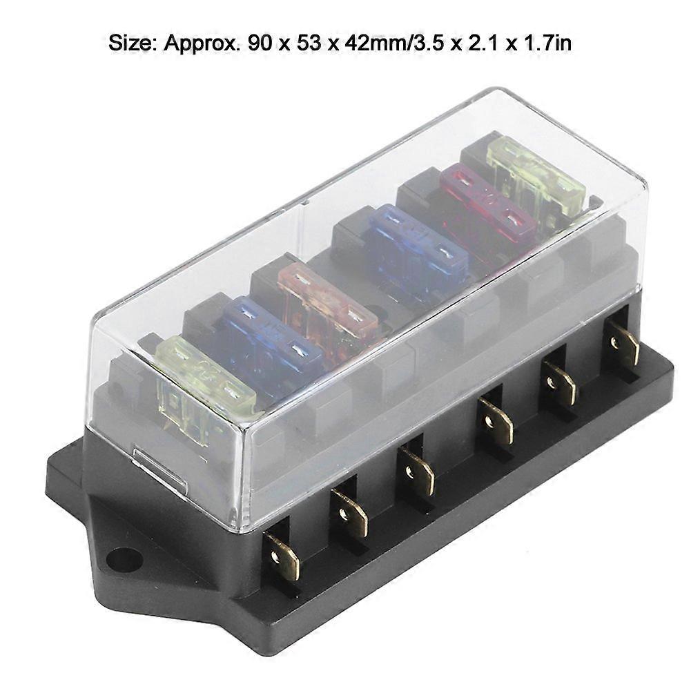 6 Way Blade Fuse Holder Box 12&#8209;36V 6&#8209;In&#8209;6&#8209;Out with 6pcs Fuse Universal Accessory for Car Truck