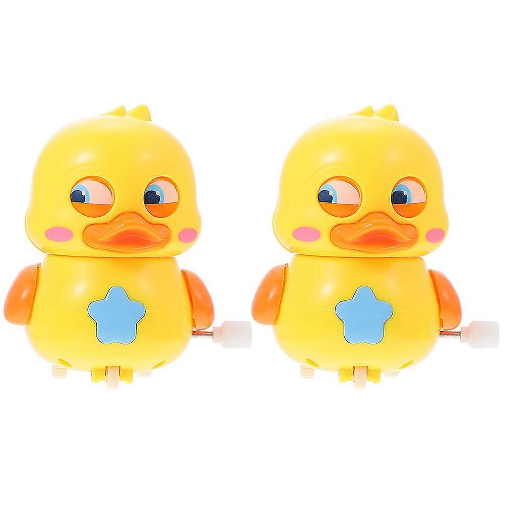 Children Plaything Cartoon Toy Duck Shape Wind-Up Toys Indoor Activities Small Size Plastic Tail-Shaking 2Pcs