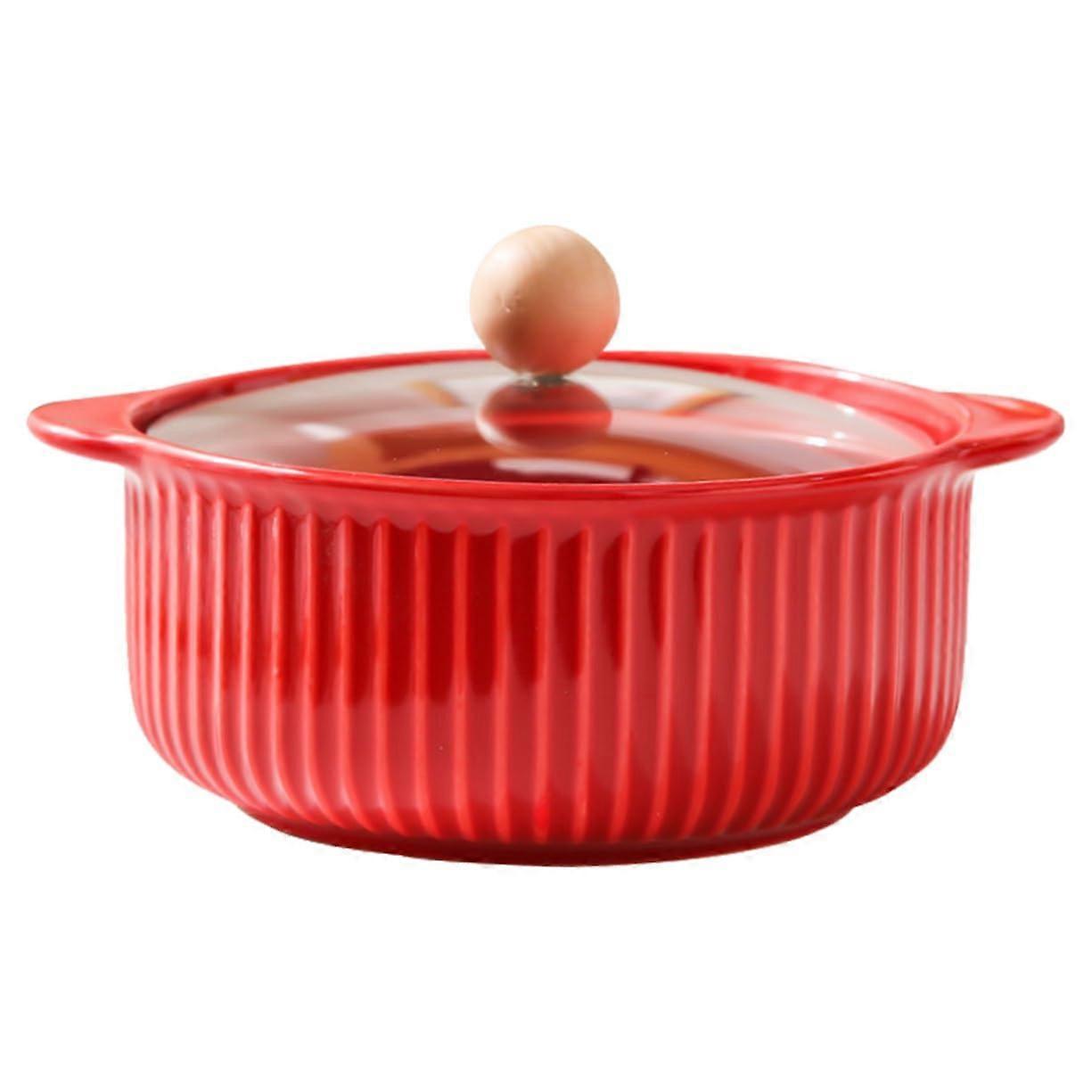 Soup Bowl Large Glass Red Instant Noodle Bowl Asian Soup Tureen Food Container Salad Bowl Large Soup Cups