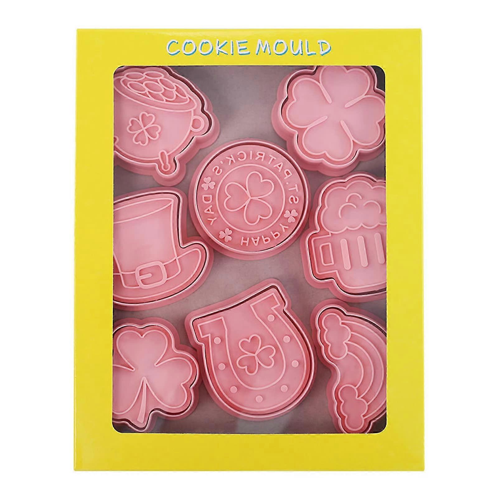 8pcs Heart-Shaped Cookie Molds for Baking Fruit Cakes - Valentine's Day Cake Press Sets with Non-Stick Coating
