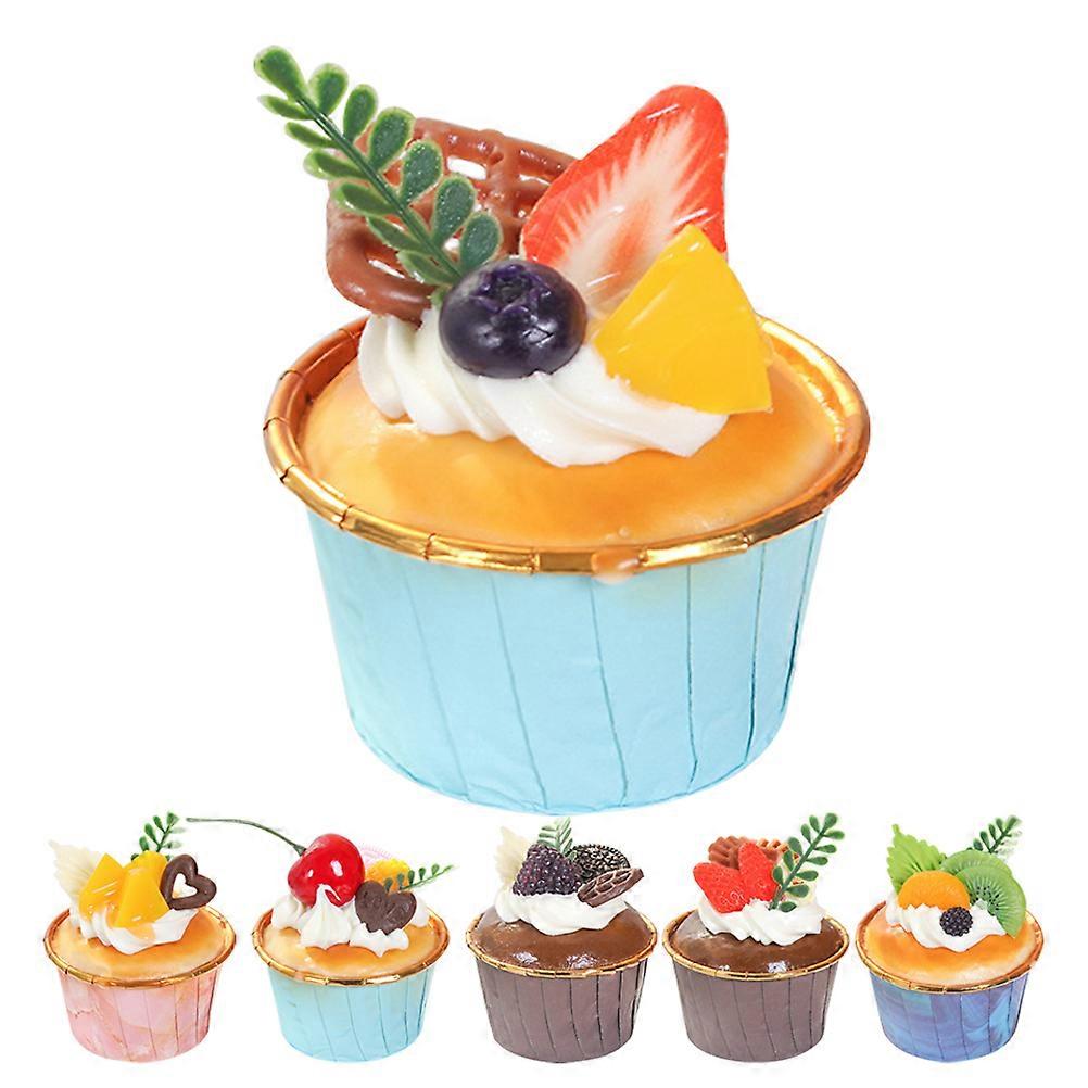 Artificial Cake Prop Simulation Cake Models Decorative Photo Prop Home Decor Assorted Color Round Shape 6Pcs