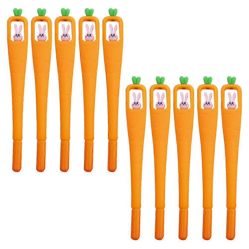 漫画のウサギのボールペンオレンジの円筒形の図面10個