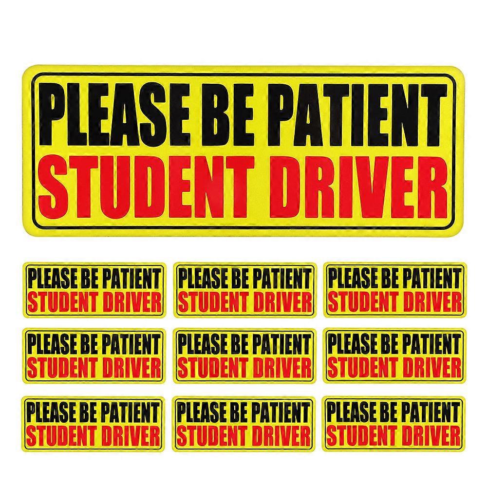 New Driver Sign Student Drivers Stickers Yellow Rectangle Shape Waterproof Dustproof 10Pcs