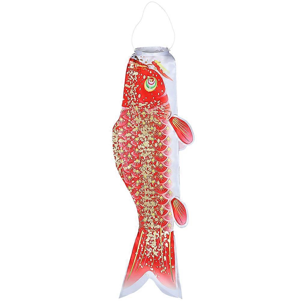 Japanese Style Carp Windsock Flag Lightweight Outdoor Hanging Decoration for Garden, Tree, Door, or Window – Red and Gold Fabric Fish Ornament for
