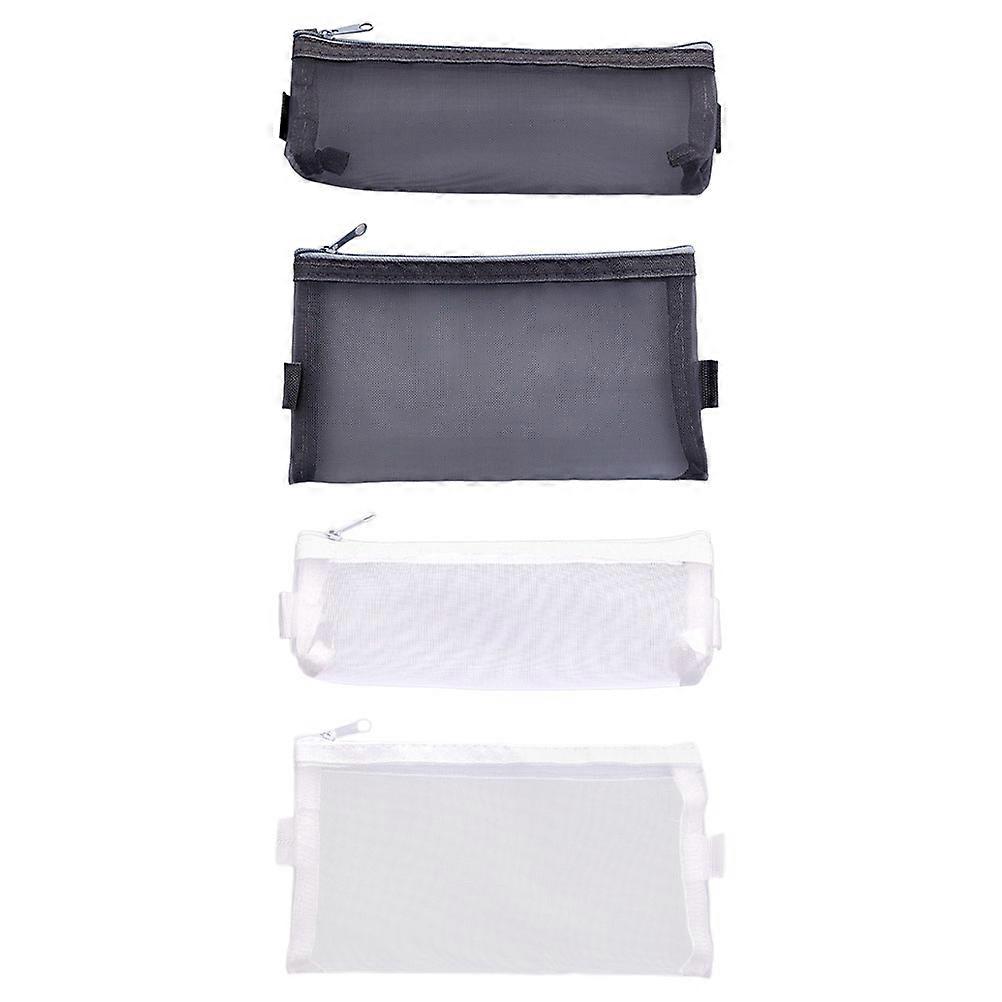 Transparent Mesh Zipper Pen Pouches (4pcs) – Portable Stationery Organizers for Students, School, and Daily Use – Compact & Convenient Design