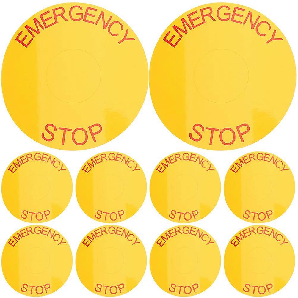 Décalcomanies d’arrêt d’urgence pour l’équipement Machines industrielles Appareils électriques Rouge Circulaire Conception simple Forte adhérence 10Pcs
