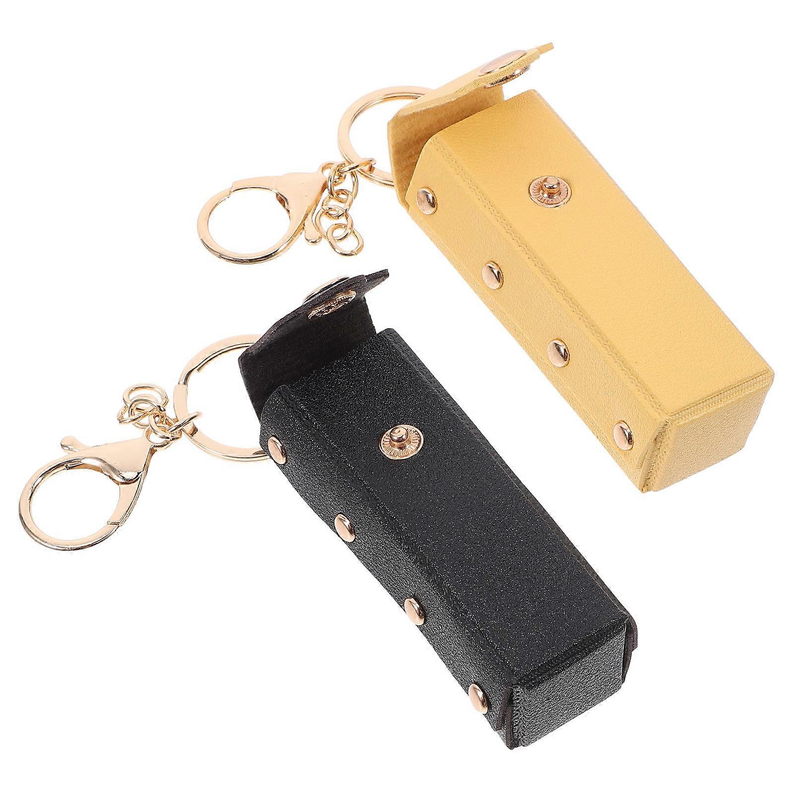 2pcs Lipstick Holder Keychain Durable Lip Gloss Organizer with Smooth Keychain, Portable Lip Balm Case for Travel Ideal for Women
