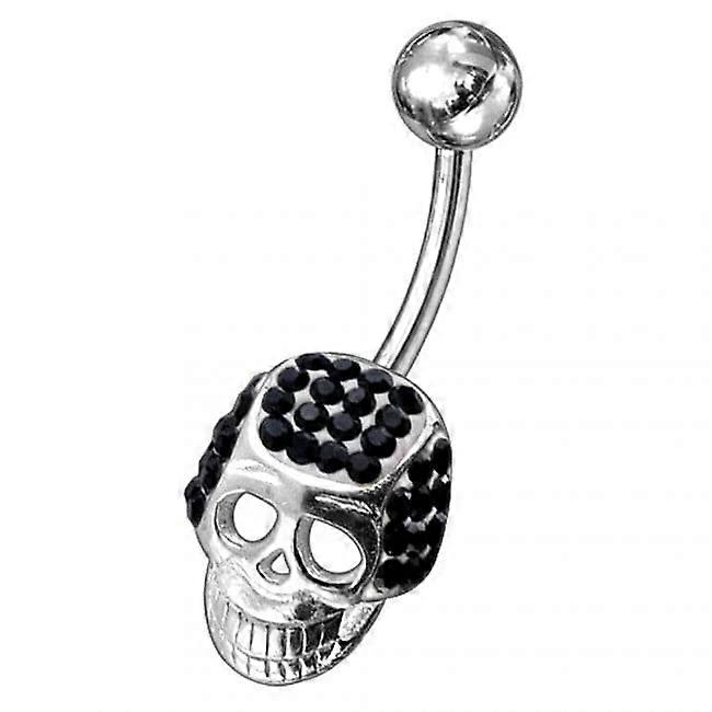 Fancy Jewelled Non-moving Skull Navel Ring