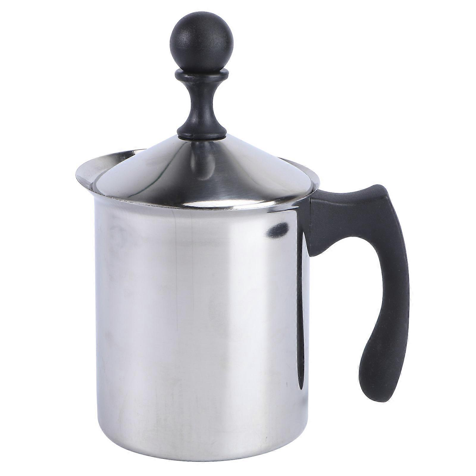 Milk Frothing Pitcher Waterproof Manual Frother Coffee Lovers Silver 20x10x10cm 1Pack