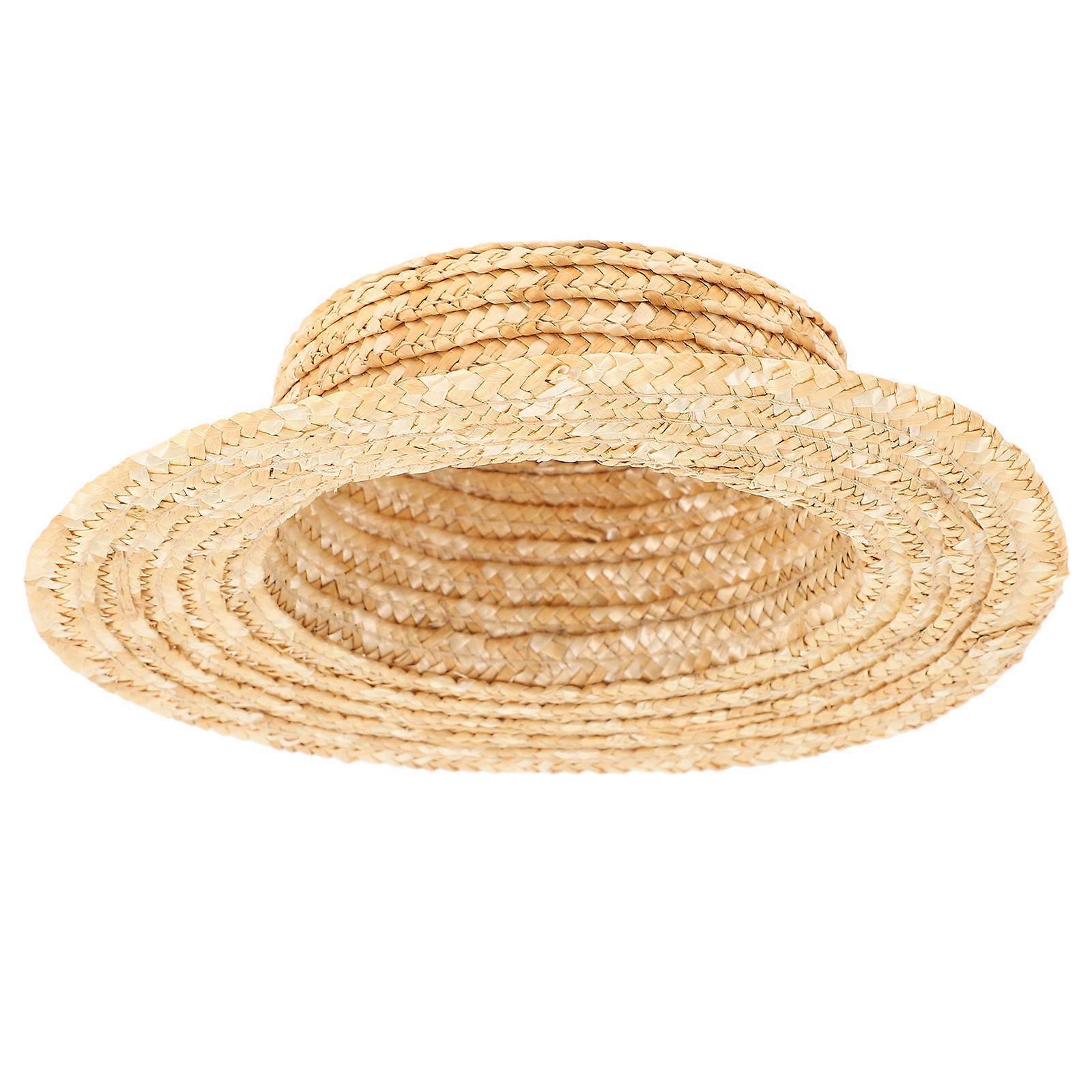 Miniature Hat Doll Dressing Up Straw Hat Round Top Photo Prop Khaki 7cm Inner Diameter DIY Decoration 1Pack
