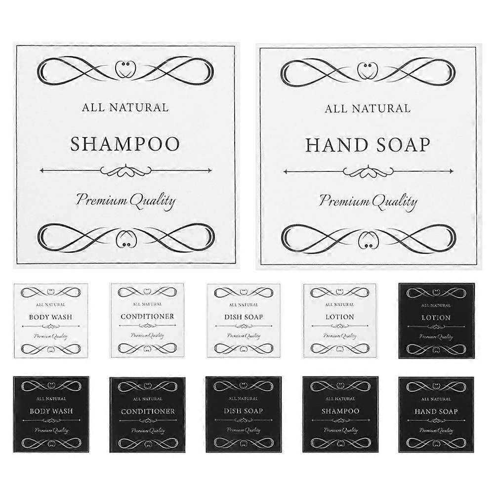 Adesivi per sottobottiglie da bagno Etichette autoadesive per dispenser di sapone per bottiglie di sapone per le mani bianche 2 set