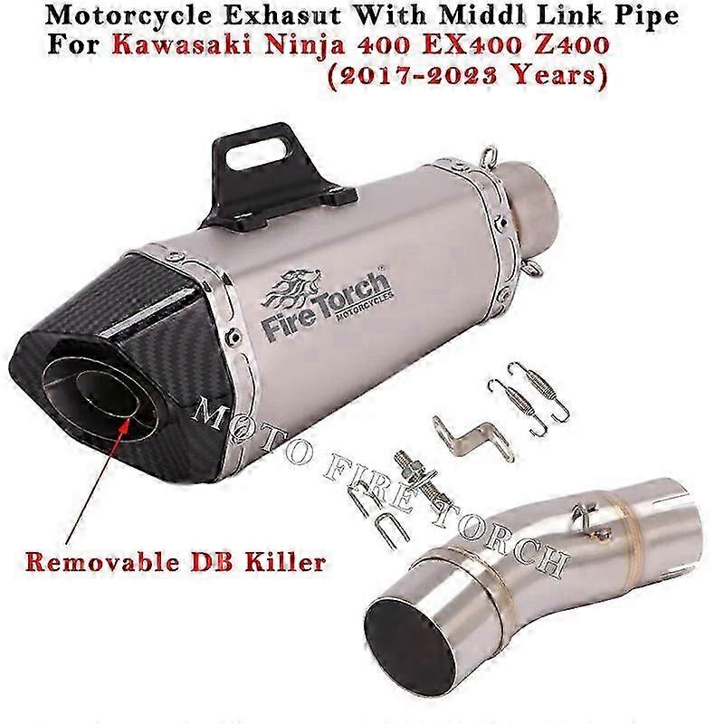 Suitable Motorrad Auspuff Flucht Gendert Schalldmpfer Mittleren Link Rohr DB Mrder Fr NINJA 400 NINJA400 Z400 EX400 2017 - 2021 2022 2023