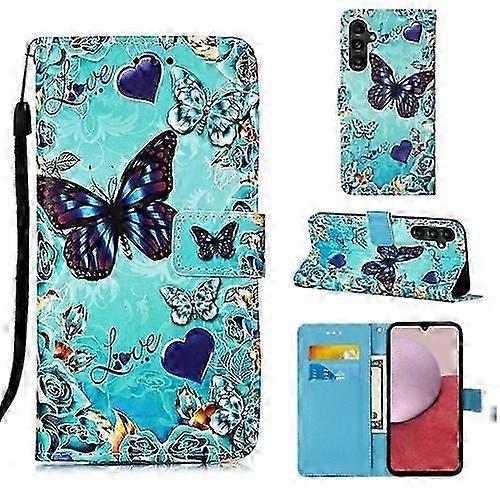 For Samsung Galaxy A15 Colored Drawing Pattern Plain Weave Leather Mobile Phone Case