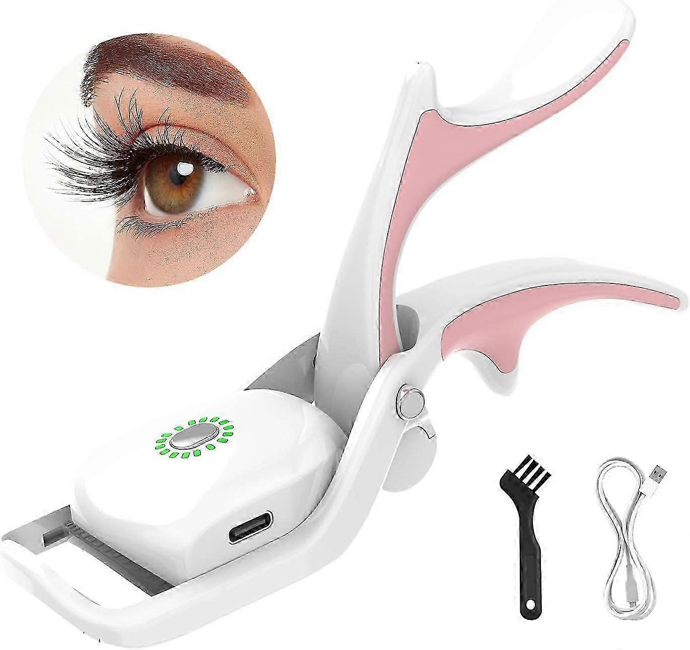 Heated Eyelash Curler USB Rechargeable Handheld Eyelash Curler with 3 Heating Modes white
