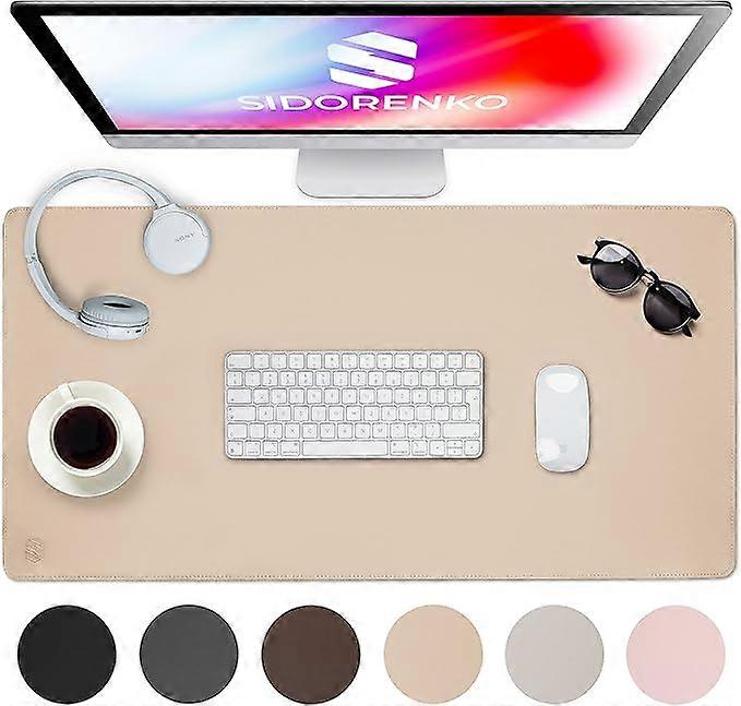 1 pc artificial leather desk pad - 80 x 40 cm - Beige - With stitched edge