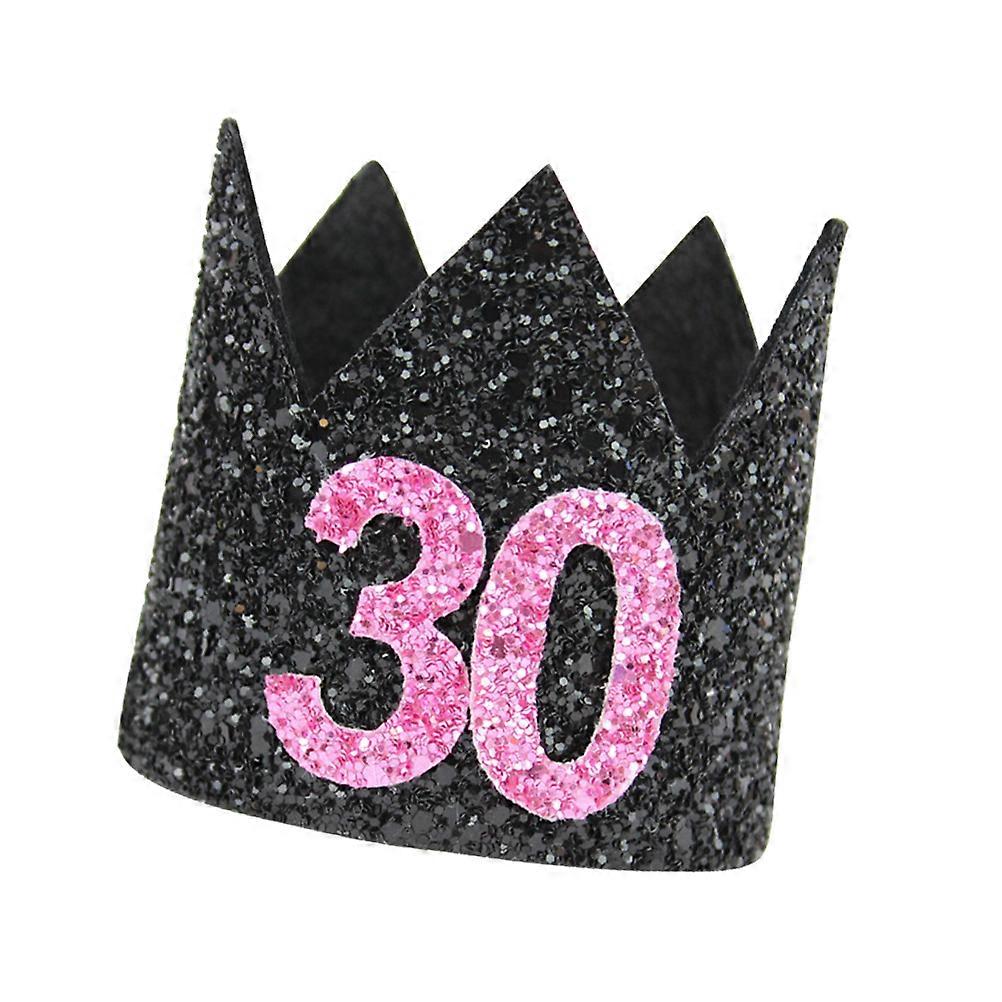 Birthday Props Crown Design Glitter Surface Birthday Party Decorations Hat Style 1Set