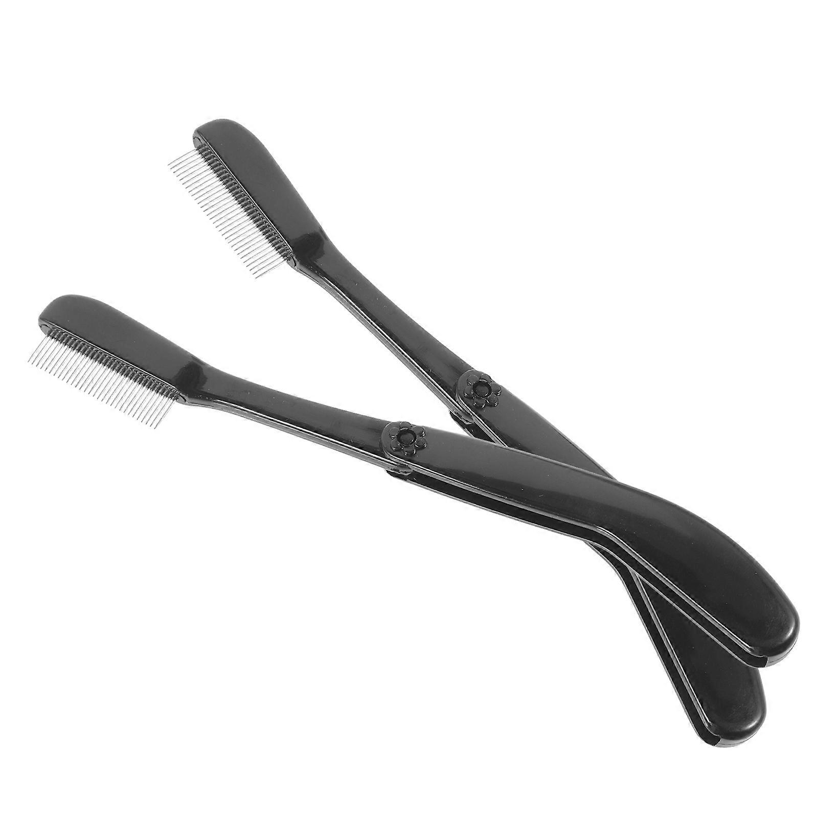 Women Eyebrow Eyelash Combs Daily Use Compact Crescent Folded Comb Makeup Tool 2Set