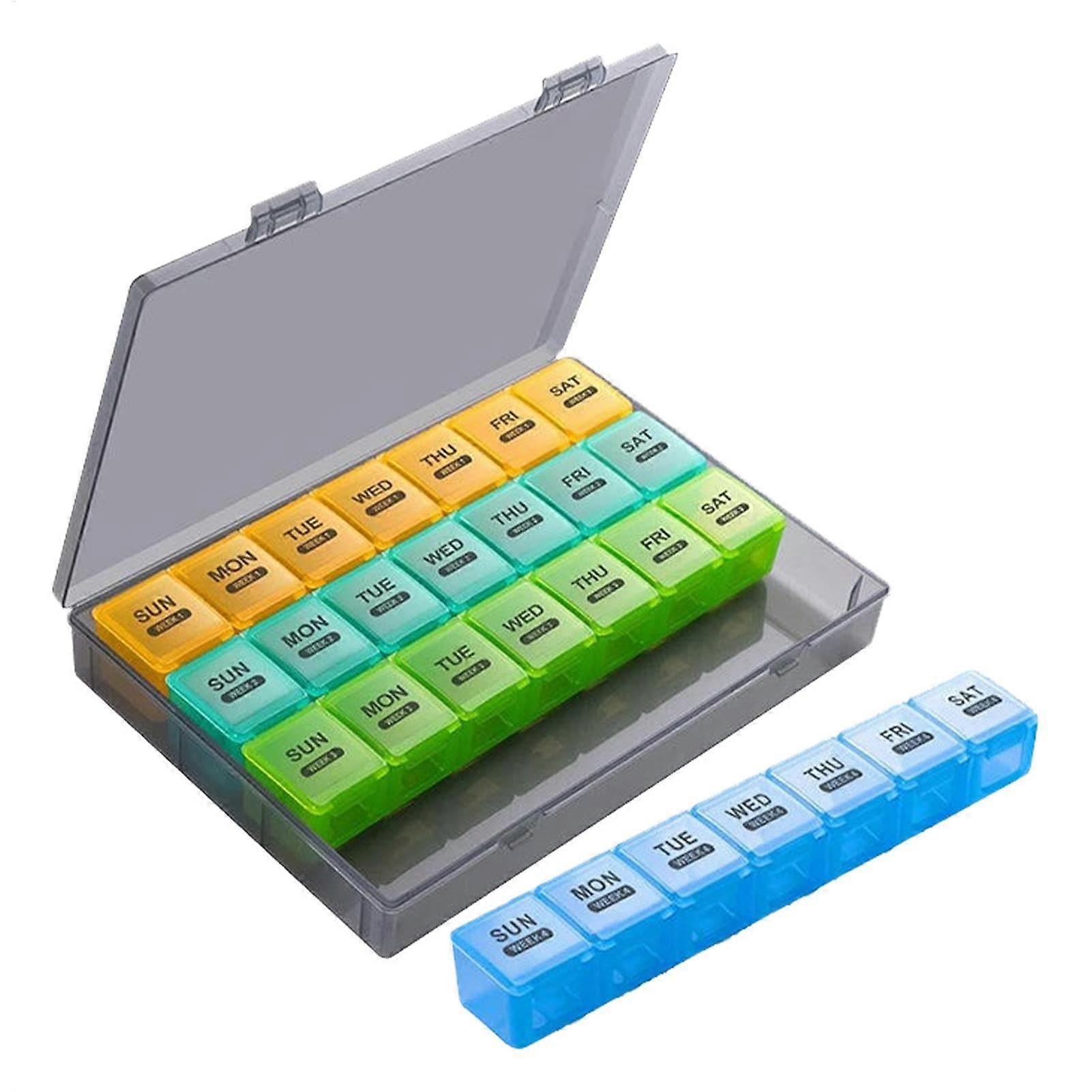 Medication Organizer - Portable Pill Case for Monthly Medications | Dustproof Medication Box with 28 Compartments for Travel