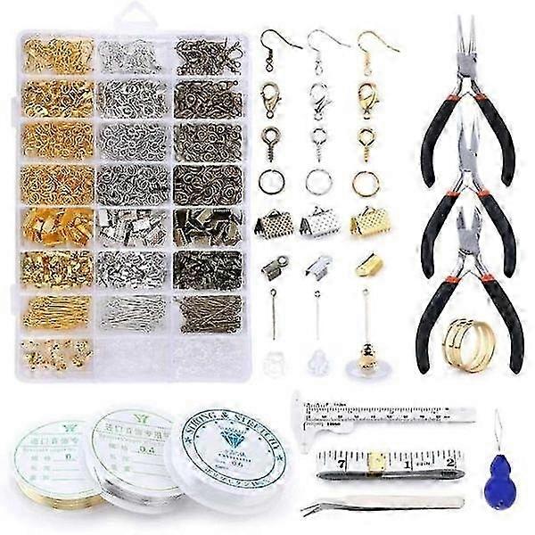 Jewelry Making Mega Kit - Pliers, Thread, Rings - DIY Multicolor