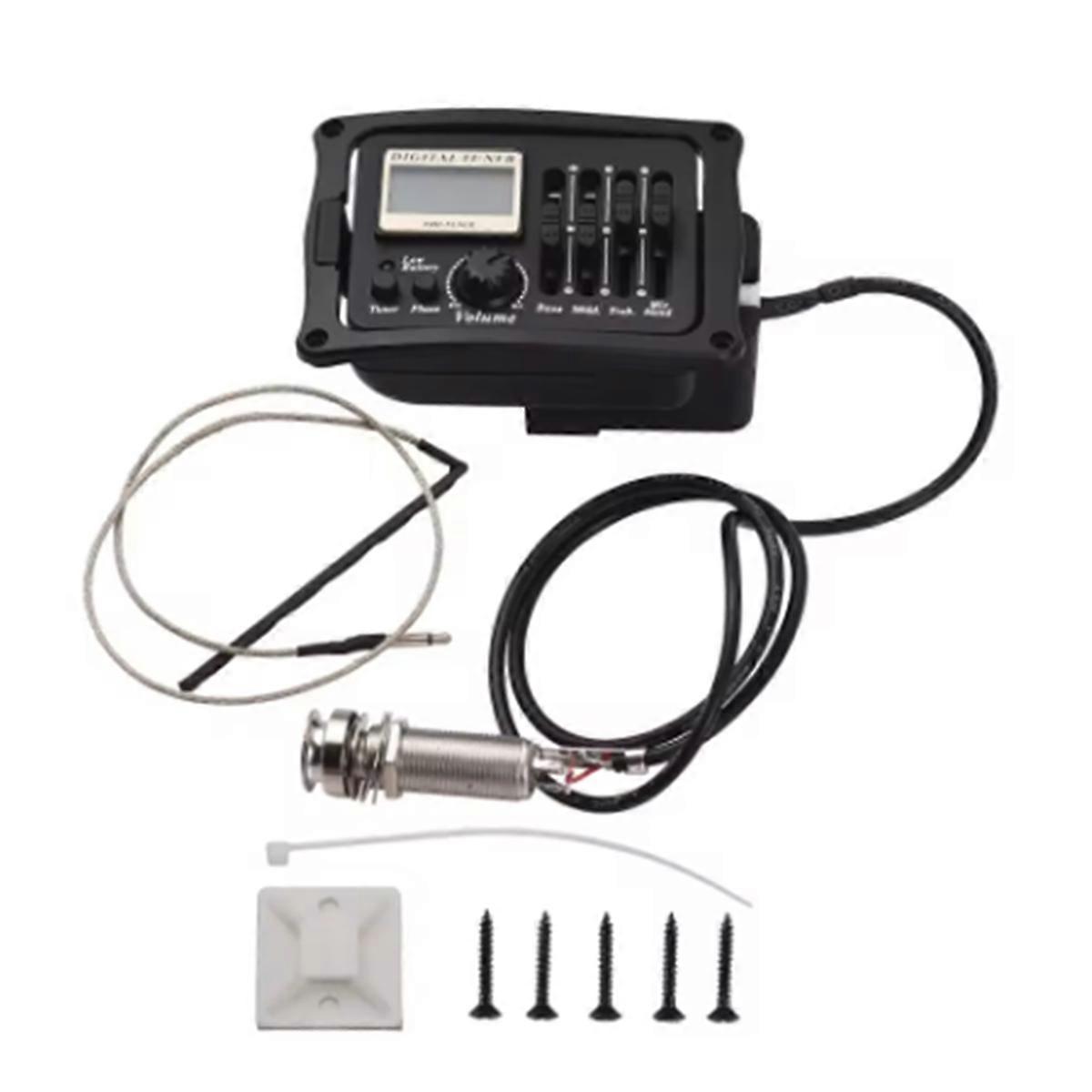 Acoustic Guitar Pickup Folk Classical EQ Plate Pickup Colorful LCD Screen Built-in Microphone with Calibration