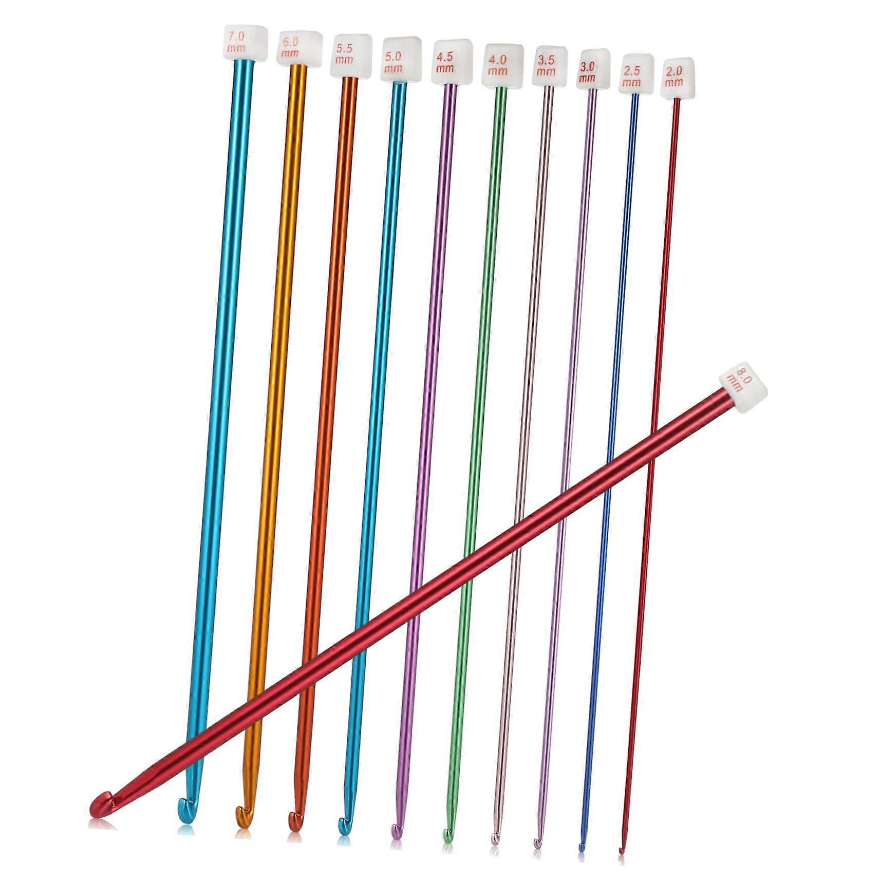 Crochet Set for Beginners with 6 Tunisian Hooks, Knitting Needles, Yarn Accessories for Making Hats, Pullovers and Scarves