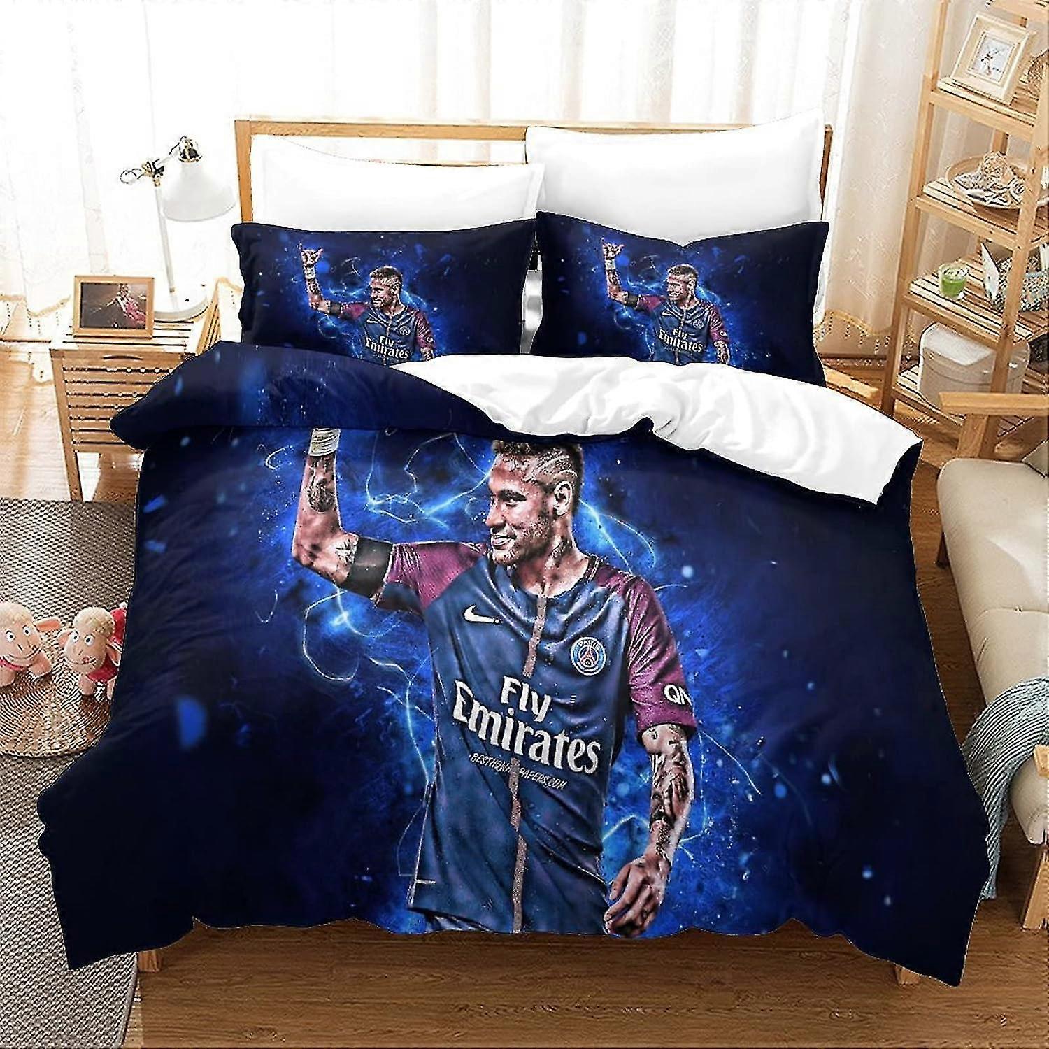 Luxe 3D Printed Bedding Set for World Cup Football Star, Ultra Soft Microfiber Duvet Cover with Pillow Cases