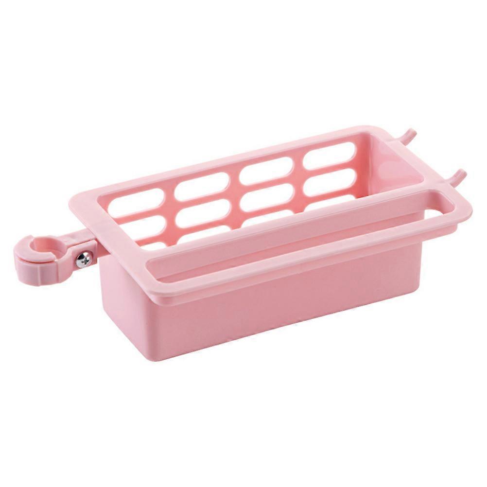 Inside Sink Sponge Holder Faucet Clip Drain Rack Kitchen Sink Accessories Pink Rectangular Storage 1Pack