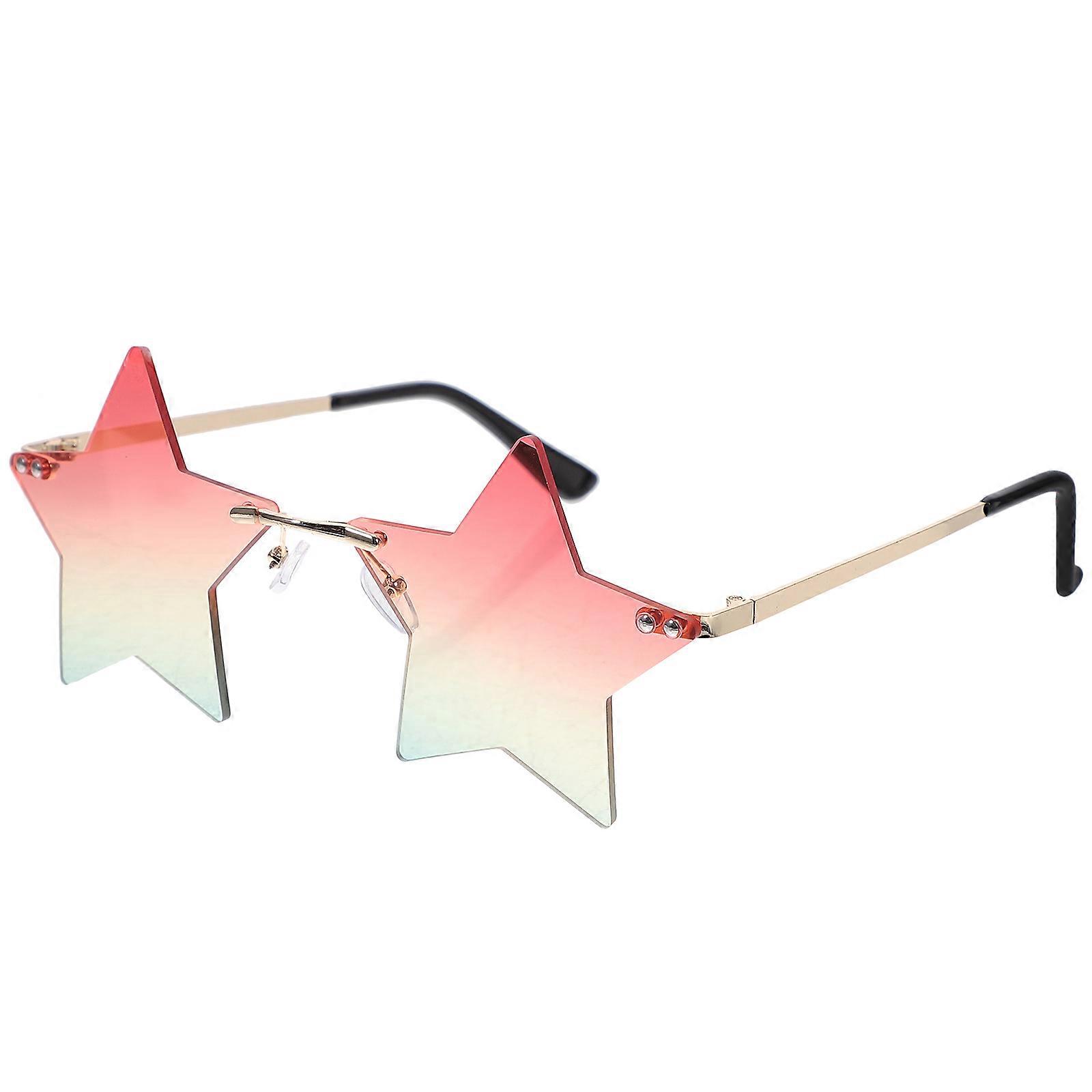 Stylish Rimless Sunglasses UV Protection Irregular Shape Gold 1Pair Festive Parties