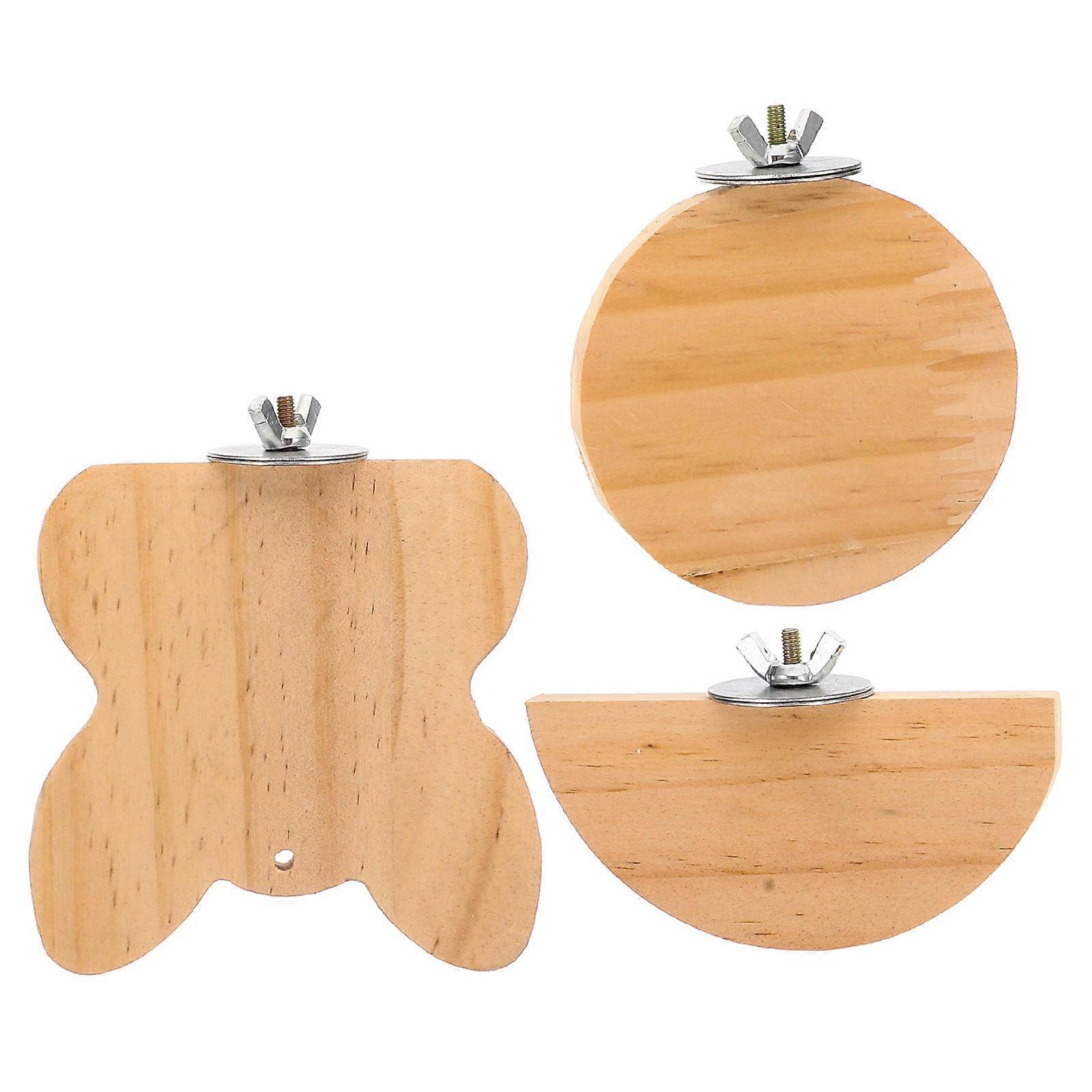 3pcs Wooden Bird Habitat Platform for Parrots & Small Pets – Creative Shapes, Sturdy Chewing & Climbing Accessory for Birds and Hamsters