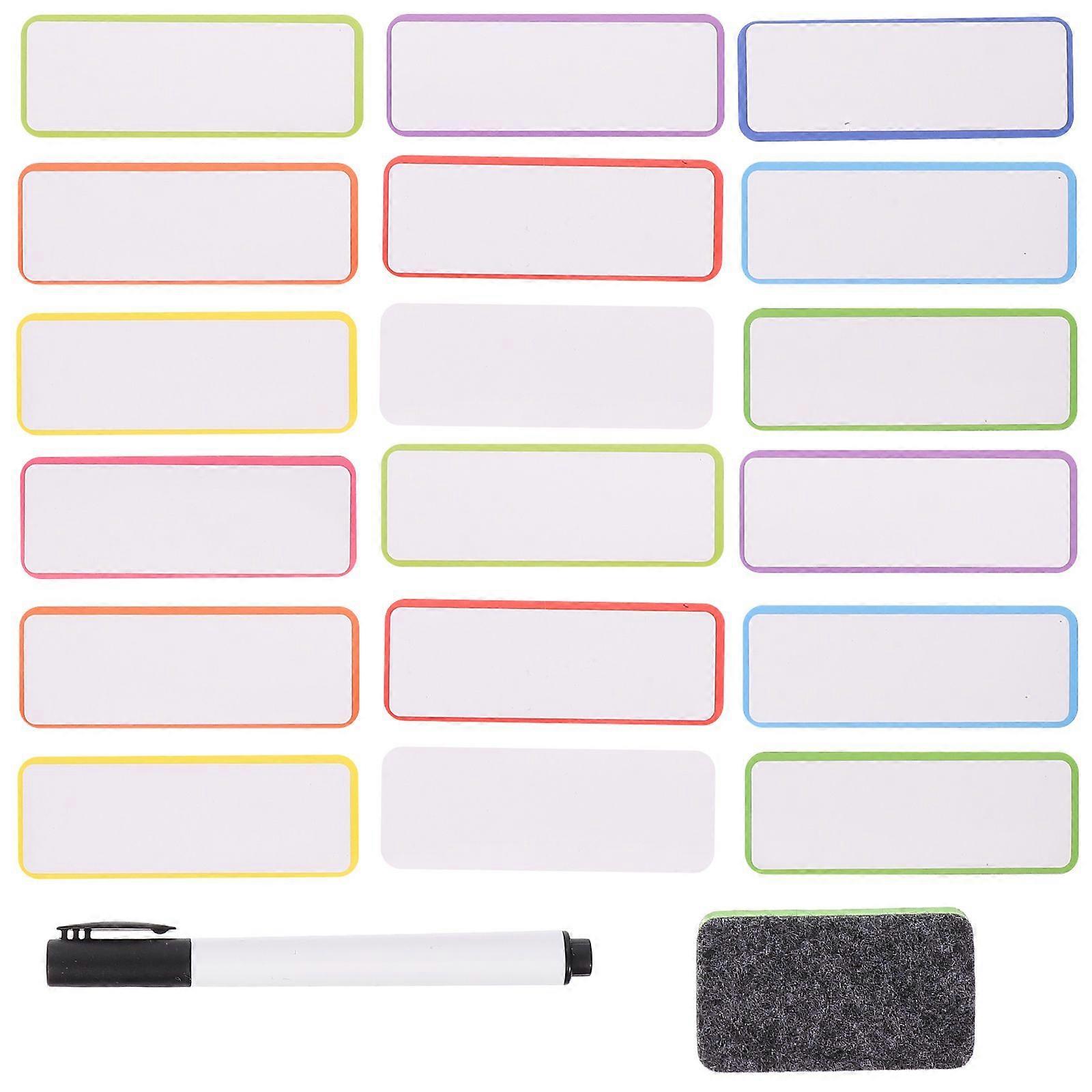 60pcs Reusable Magnetic Dry Erase Labels with Tools Writable Erasable Name Tags File Cabinet Labels Fridge Stickers for Whiteboards Lockers Classrooms