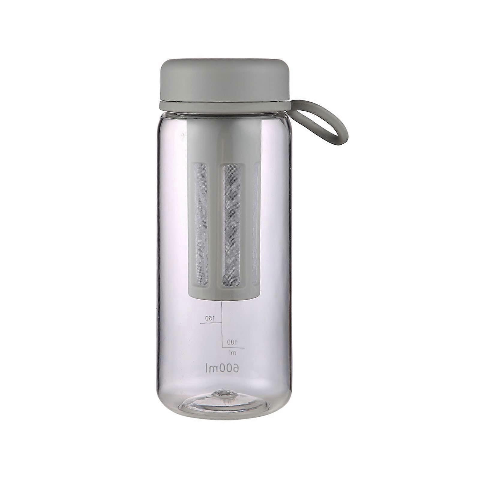 600ML Water Bottle Sports Flask with Lid, Grey Gym Drink Bottle for Fitness and Biking, Durable and Leak-Proof