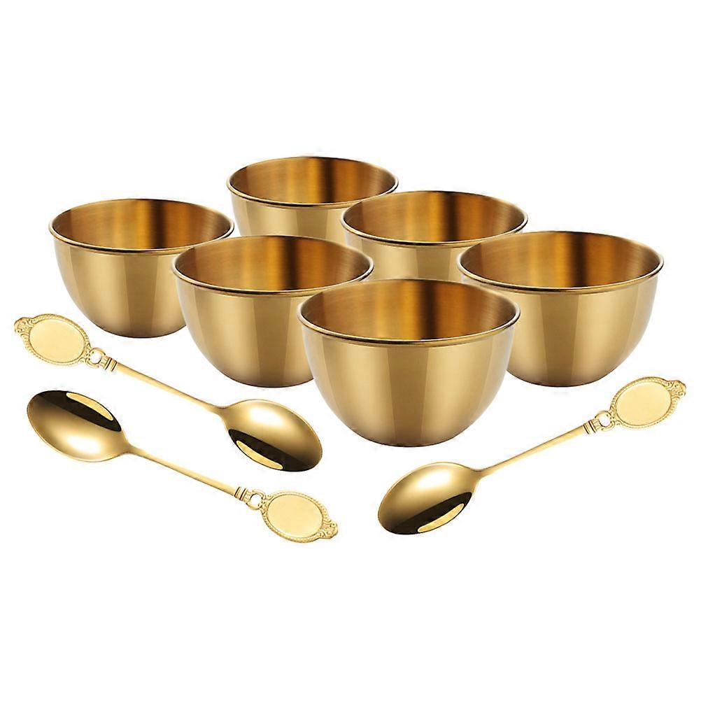 Stainless Steel Seasoning Cup Multi-Function Dipping Bowls Home Use Daily Use Golden Rounded 3.5×3.5×2in 1 Set