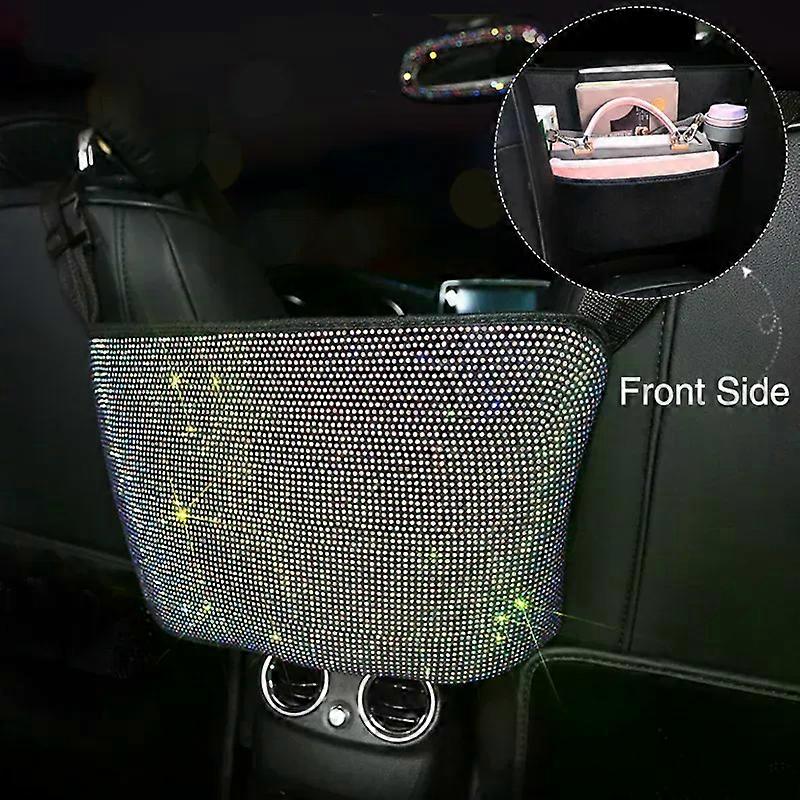 Luxury Diamond Rhinestone Car Storage Bag Organizer Seat Back Holder Multi-Pockets Car Backseat Stowing Tidying Fit For Women