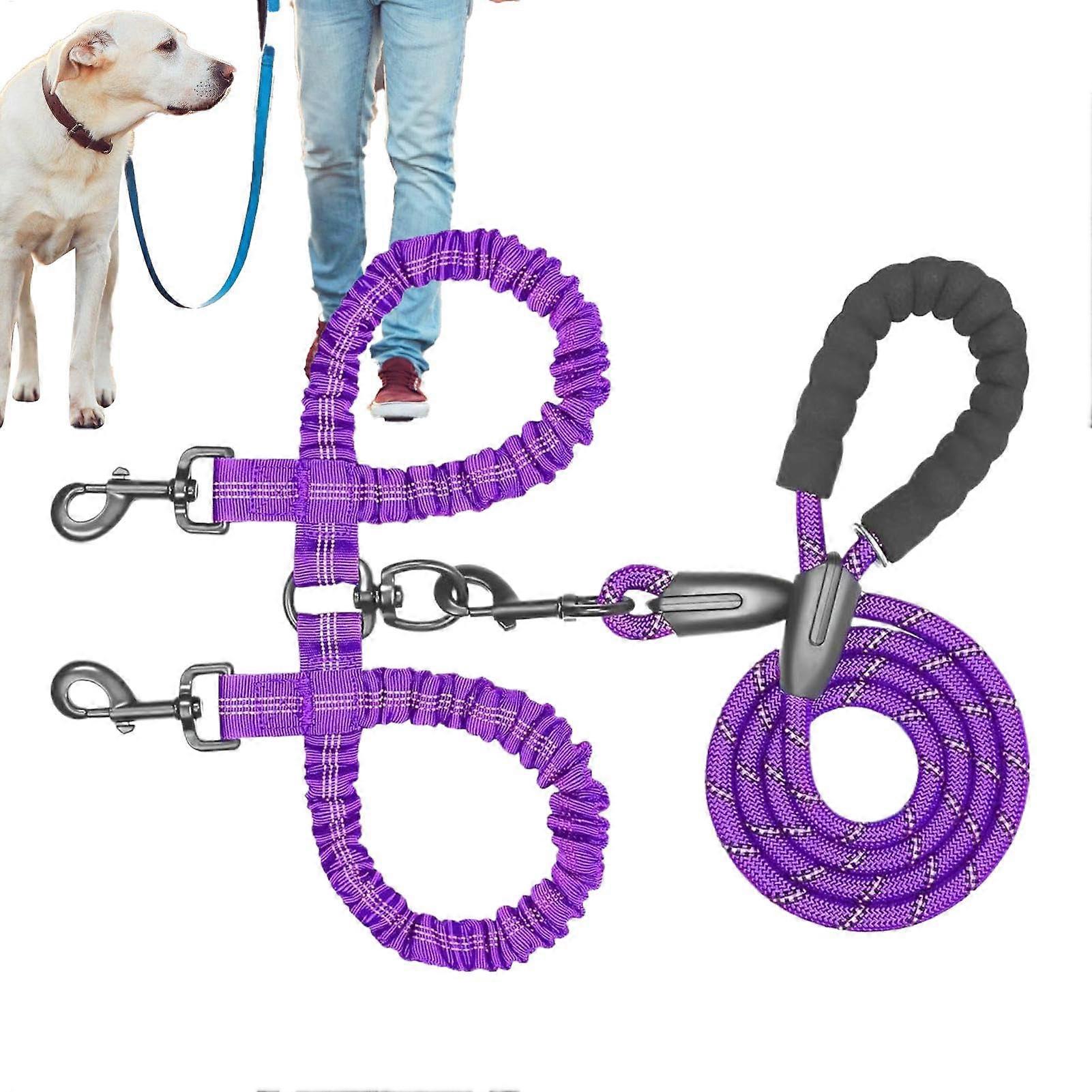Pull Rope for Dogs Double Puppy Leash Adjustable Cat And Puppy Leash With Shock-Absorbing Bungee For Training Walking
