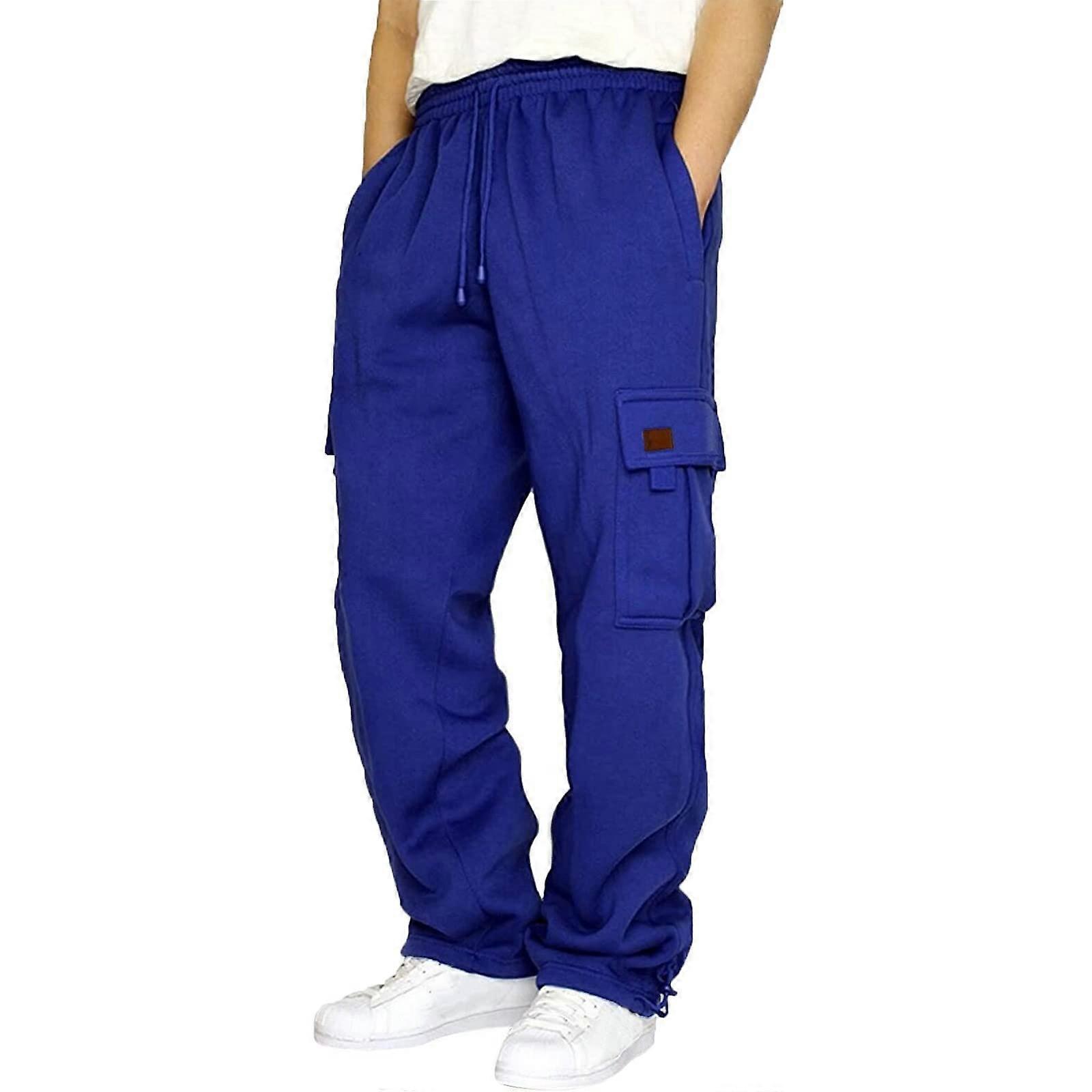 Hose Herren Baumwolle Jogginghosen Mit Elastischer Taille Weites Bein Atmungsaktive Sporthose Winter Sweathose Mit Taschen