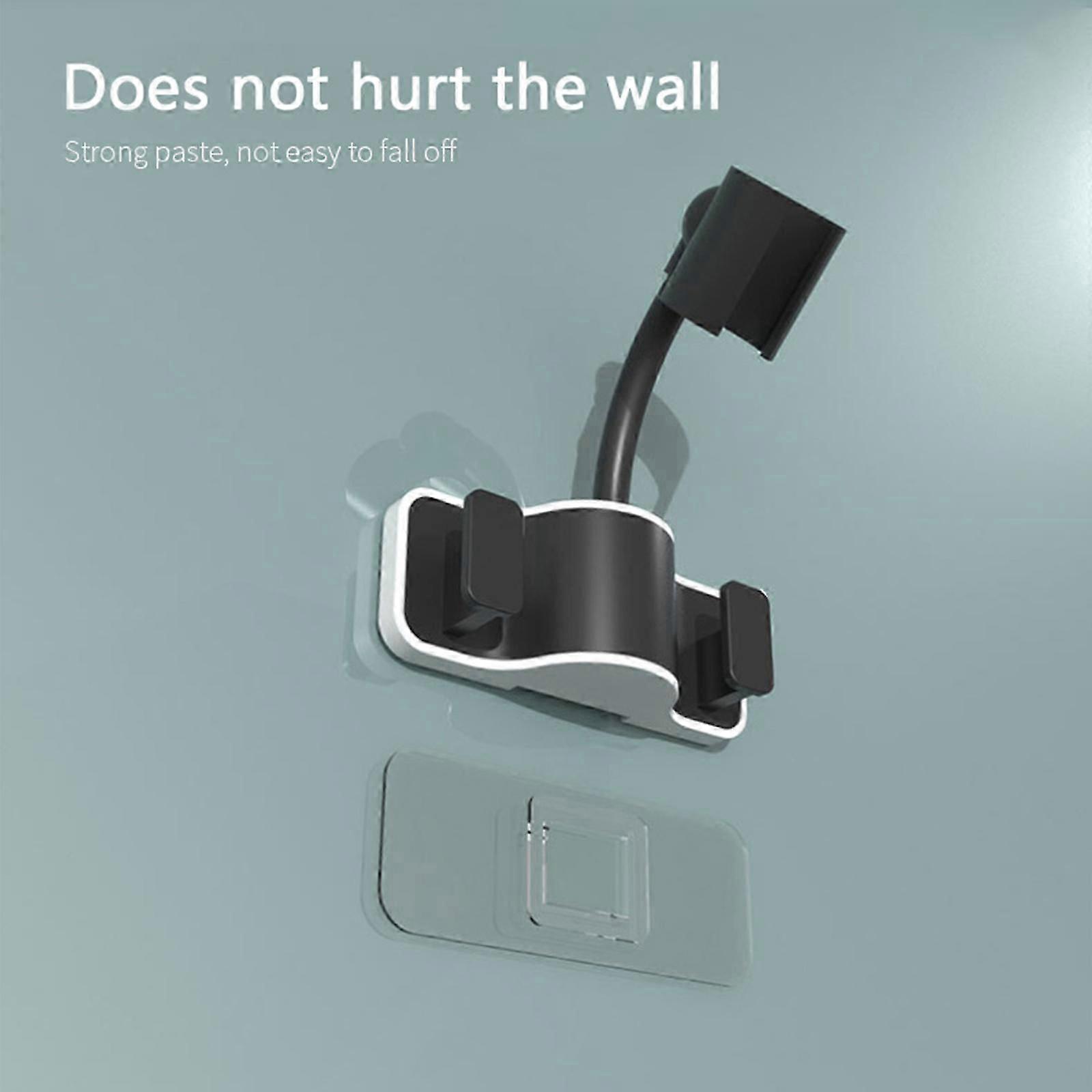 Support de pomme de douche, support de pomme de douche réglable à 360 degrés, support de pomme de douche mural sans perforation (avec autocollant adhésif)