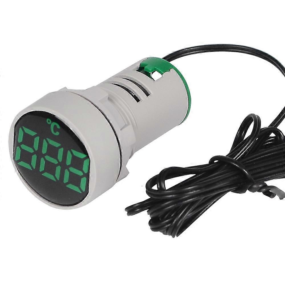 22mm Round LED Digital Display Thermometer ST16C-04 Green
