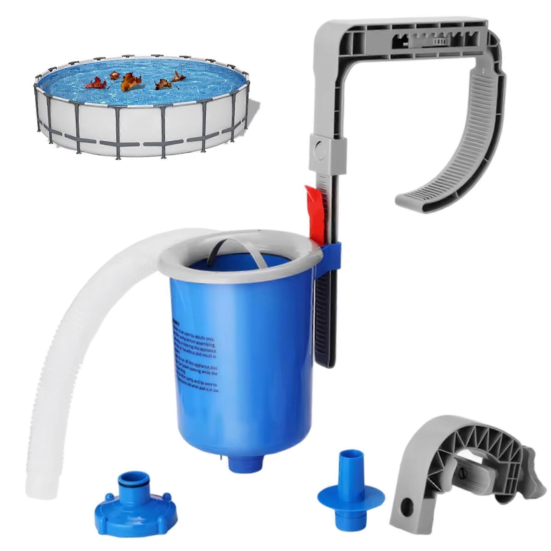 Wallmounted skimmer basket for aboveground pools with hose, removable basket