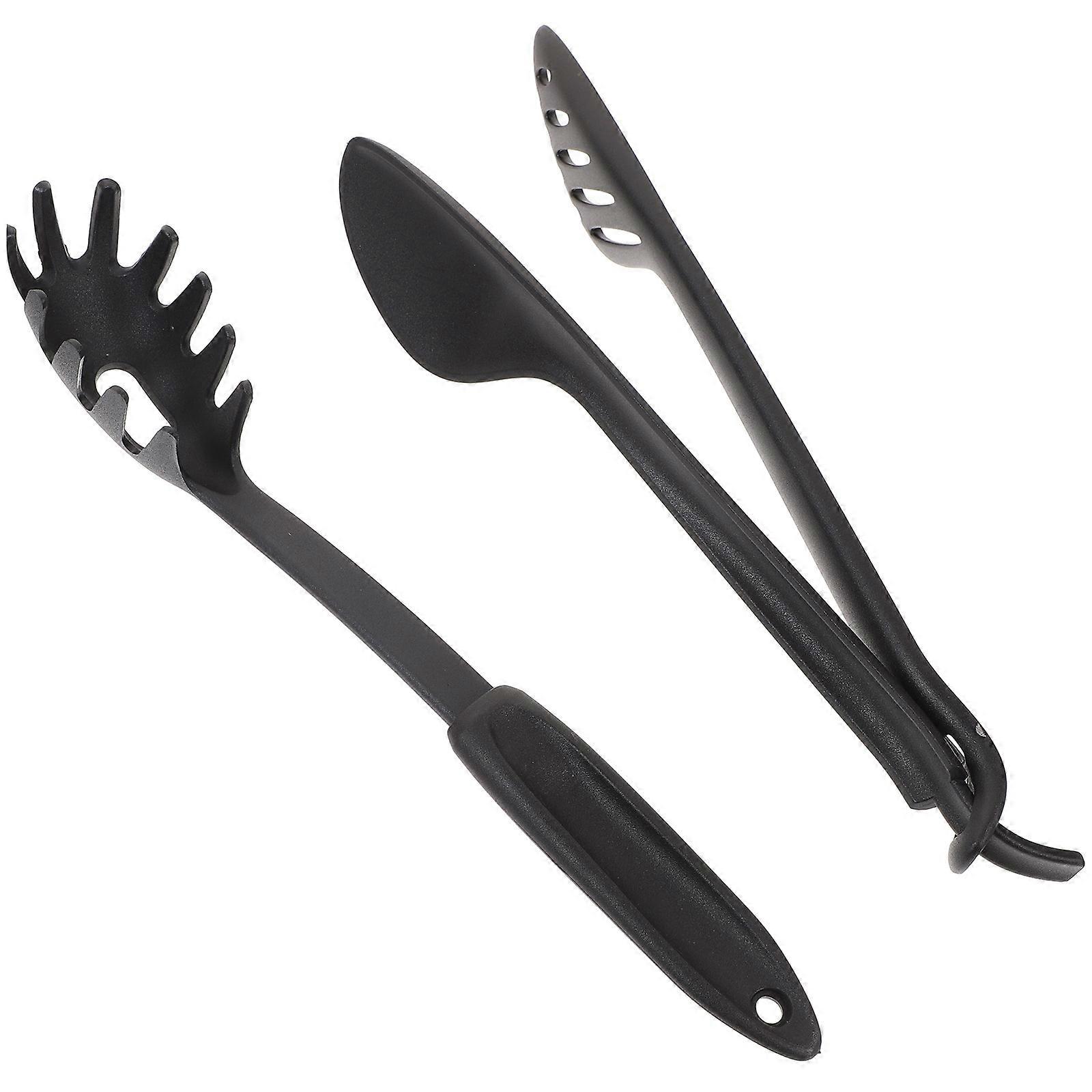 Nylon Food Tong Kitchen Noodle Spoon Outdoor Cooking Ergonomic Design Curved Shape Simple Style 1Set
