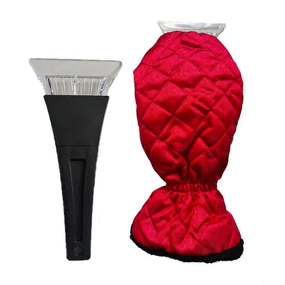 Practical Glove Design With Integrated Ice Scraper - Red Color For Winter Prep