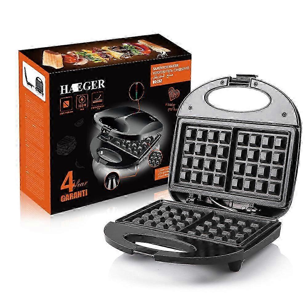 3-in-1 Croque Monsieur High Power 750W,3 Non-Stick and Interchangeable Plates,Black [Energy Class A+]