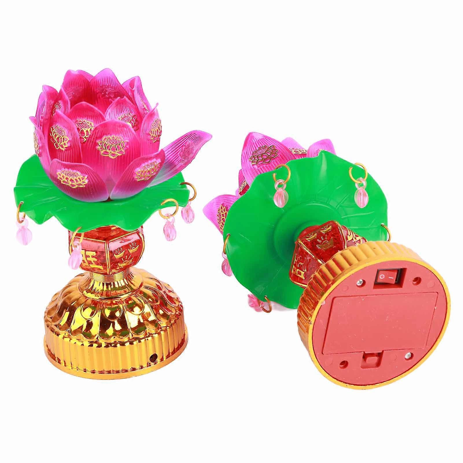1 Pair LED Lotus Light Buddha Lotus Lamp USB Powered Light Transmitting Engraving Pattern Household LED Lamp 15x7.5cm