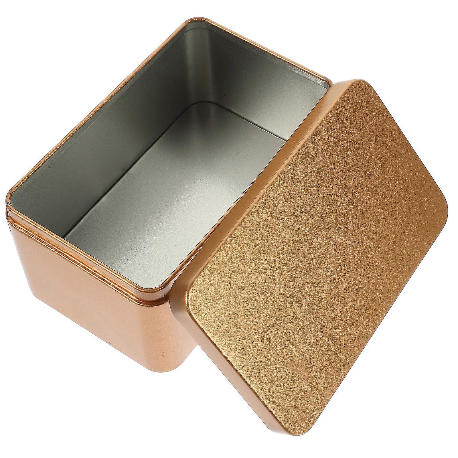 Portable Rectangular Mini Tinplate Storage Box for Tea Leaves, Candies, Cosmetics, and Home Organization – Gold