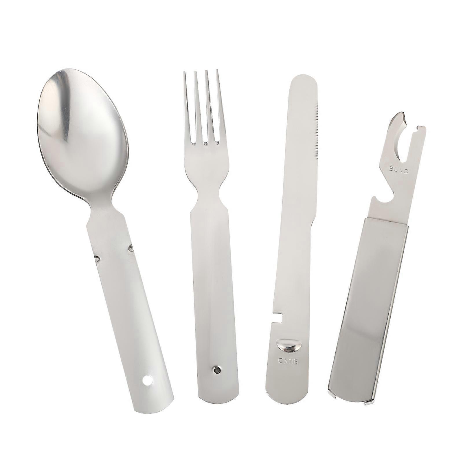 Portable 4 Piece Stainless Steel Cutlery Set for Outdoor Use Assorted Color