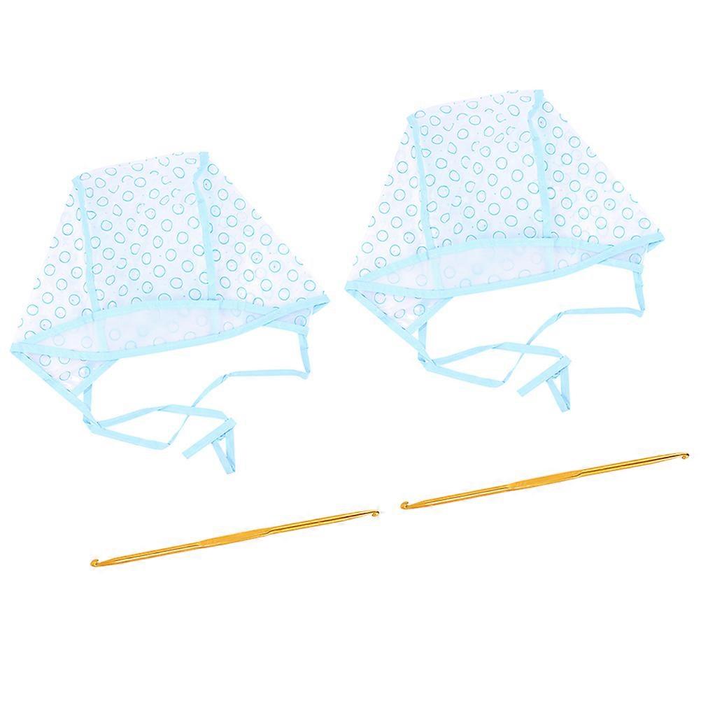 Durable Hair Coloring Cap with Hook 2 Sets Tools for Salon Use Blue PE and