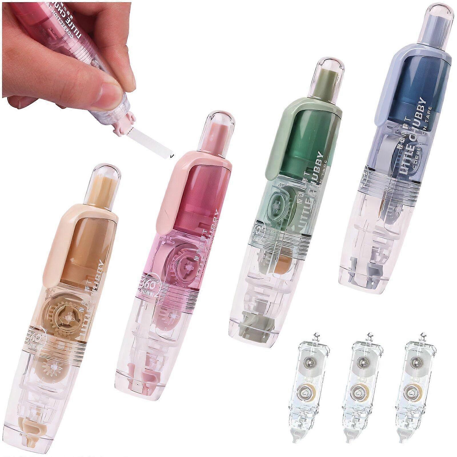 White-Out Correction Tape, 4-Pack Refillable Retractable Whiteout Rolls for Instant Corrections at Home, School, or Office