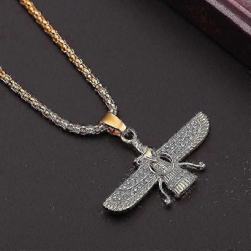 צבע זהב זורואסטרית פארווהאר שרשרת כנף תליון סגסוגת זורואסטריאניזם פרסי אחמני גברים תכשיטים שרשראות תכשיטים