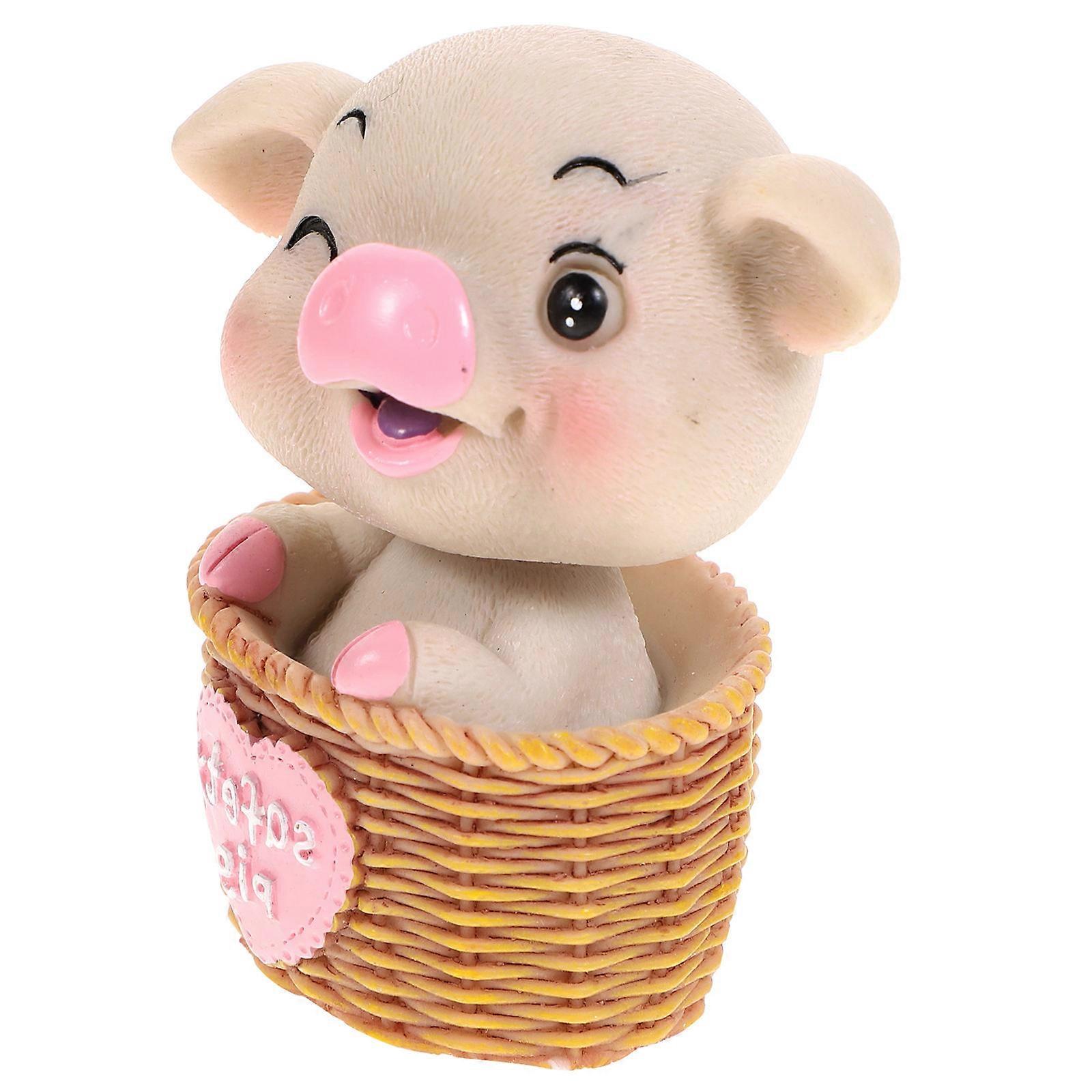 Bobble Head Pig Dashboard Shaking Head Cartoon Pig Nodding Pig Figure Toys Car Pendant Random Color 9.0 x 7.0 x 4.0cm Decorative 1Pack